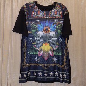 ● WT02 Black Skull Sublimation T Shirt Men's SZ XL